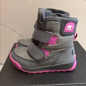 Sorel Kids' Charcoal and Fuchsia Snow Boots